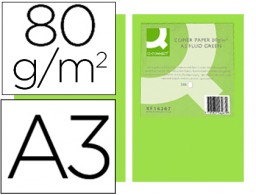 500h papel fotocopiadora Q-Connect A3 80g/m² color verde neón